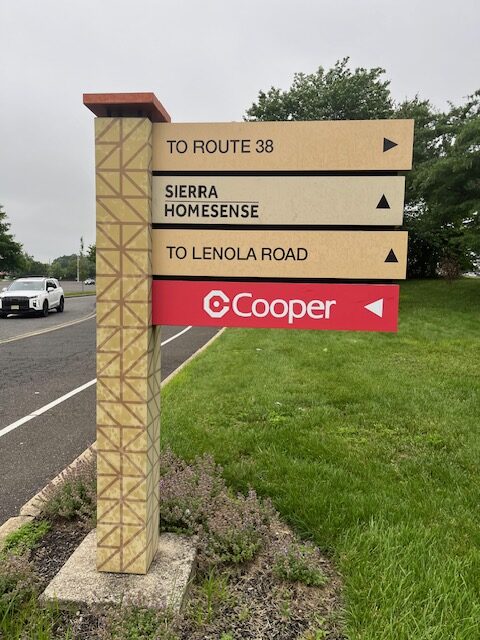 Moorestown Mall signage to Route 38 and Cooper.