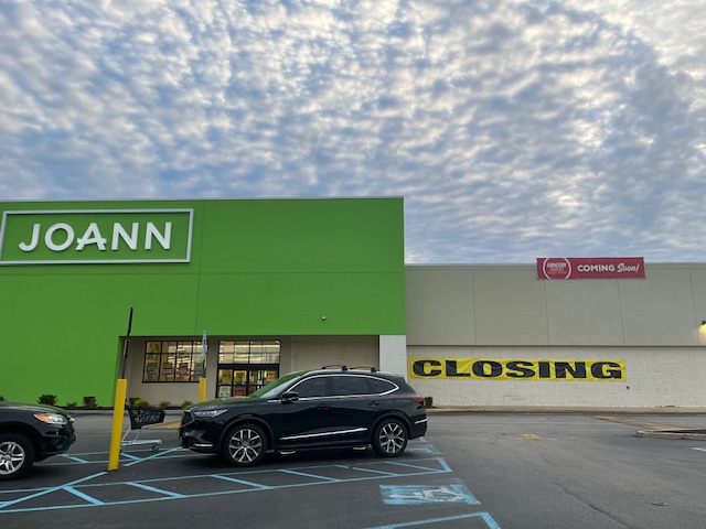 Image 5 caption: Joann’s fabrics store in DeptfordTownship, about a quarter mile from Deptford Town Center, permanently closed at the end of May 2025. While two weeks ago Deptford’s first pure grocery store - Grocery Outlet Bargain Supermarket, opened next to it.
