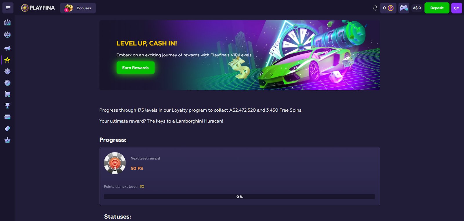 Playfina Casino Bonuses