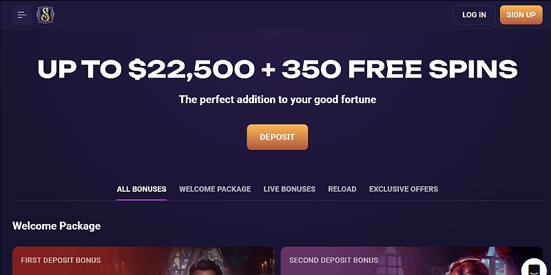 Example of a casino welcome bonus offer